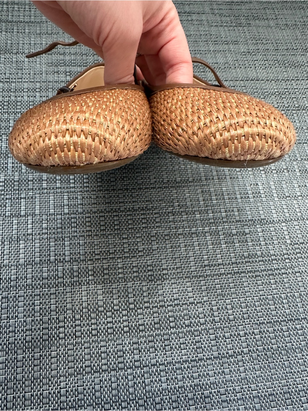 Gianvito Rossi “Carla” Tan Woven Mary Jane Flats 40 - Picture 4 of 6